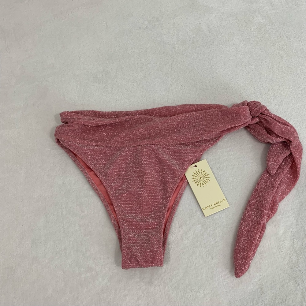 Ramy brook tasha pink‎ metallic side tie bikini bottoms size XS new with tags